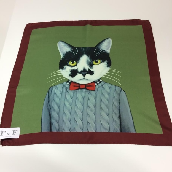 F&F Italy Accessories - F&F Mr. Kat 100% Silk Scarf New
